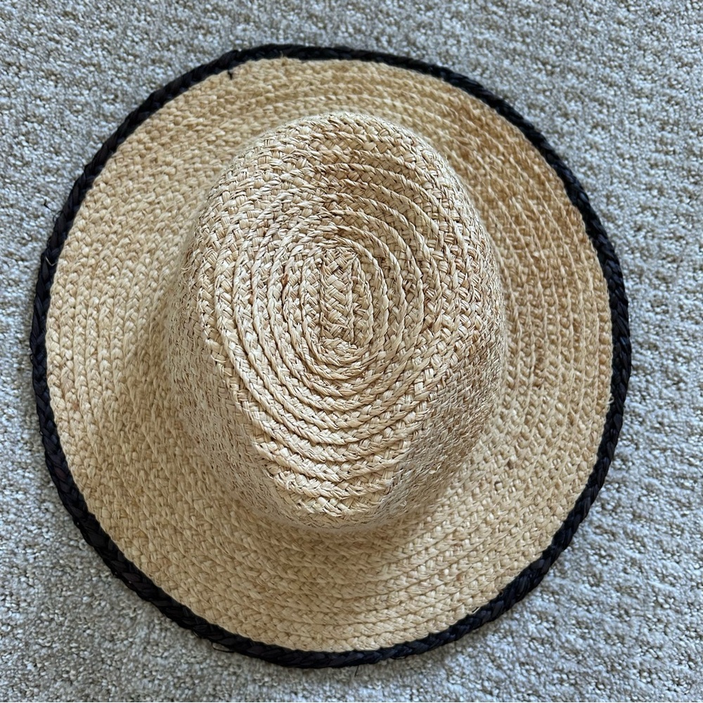 Zara Woven Straw Tan Black Trim - Picture 6 of 10